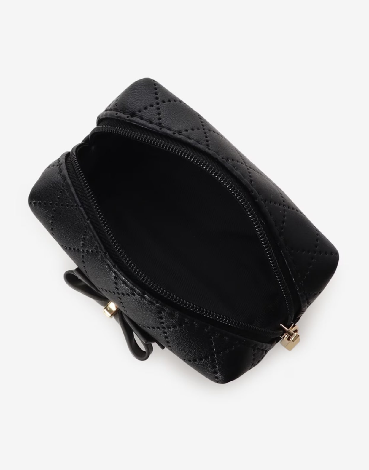 キルティングアクセントリボンミニポーチ【ブラック】 ブラック