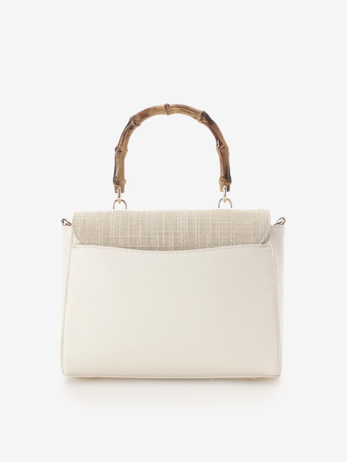 バンブーアクセントリボンショルダーバッグ【ホワイト】 ホワイト