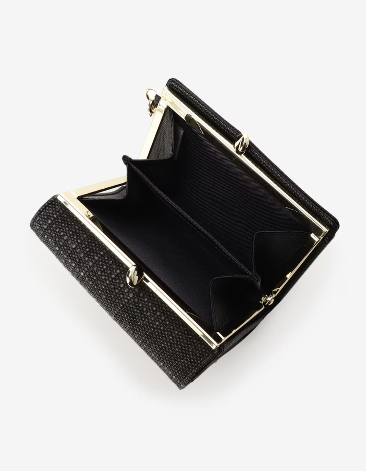 バンブーアクセントリボン折財布【ブラック】 ブラック