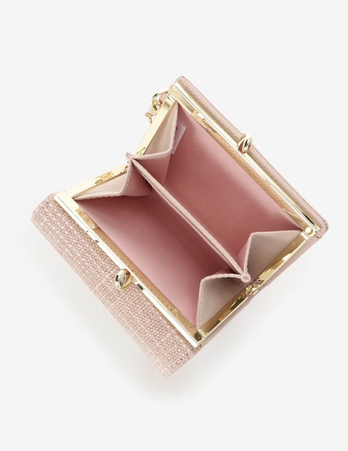 バンブーアクセントリボン折財布【ピンク】 ピンク