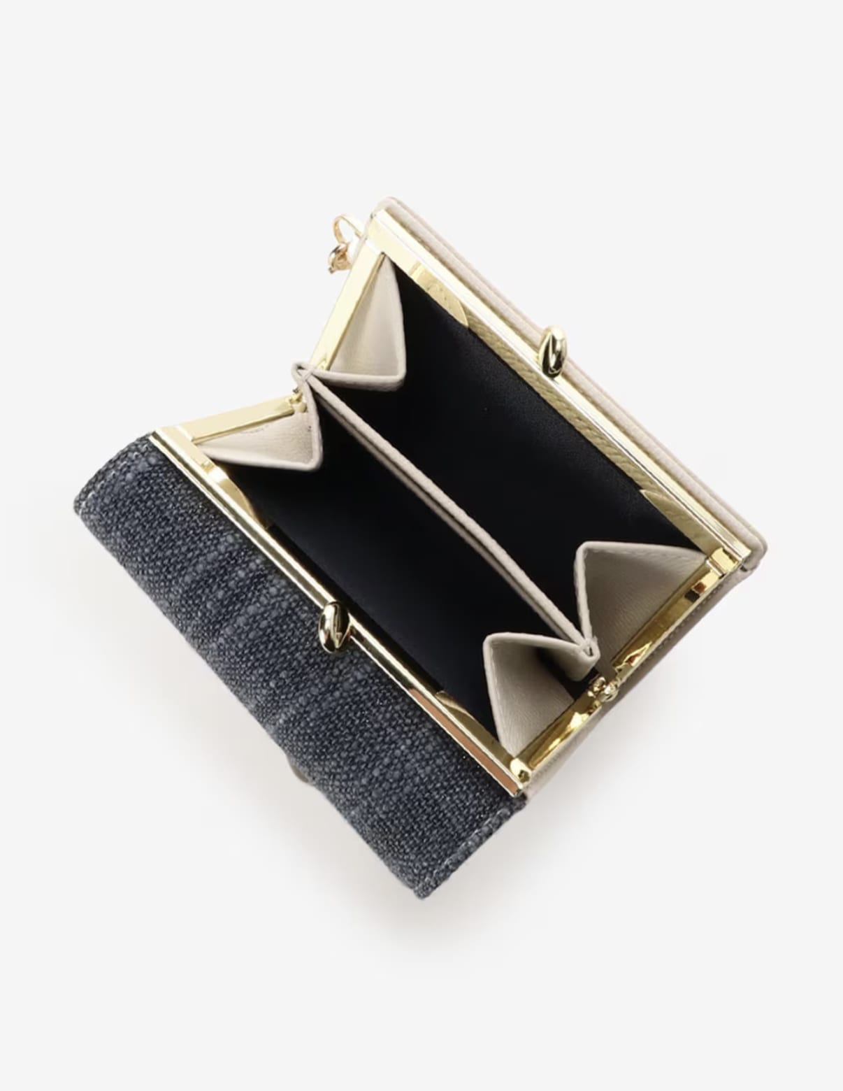 バンブーアクセントリボン折財布【インディゴ】 インディゴ