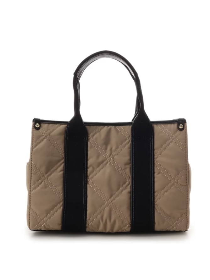 ロゴテープキルティングハンドバッグ（小）【ベージュ】 ベージュ