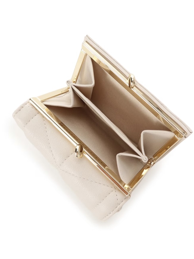 キルティングスタッズ折財布【ホワイト】 ホワイト