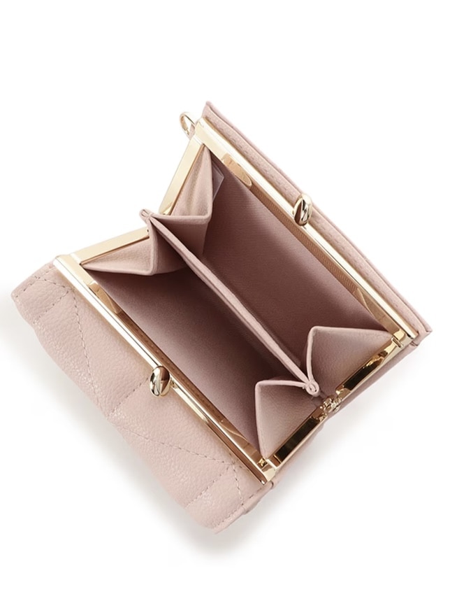 キルティングスタッズ折財布【ピンク】 ピンク