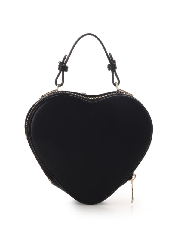 ツイードリボンハート型ショルダーバッグ【ブラック】 ブラック