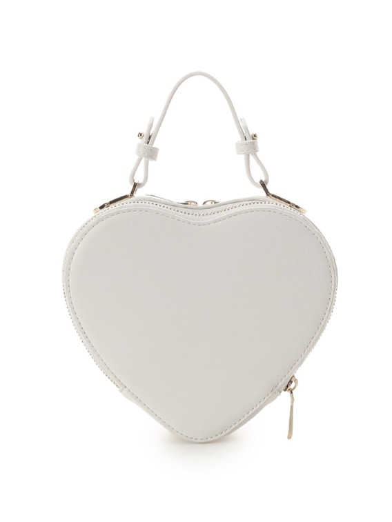 ツイードリボンハート型ショルダーバッグ【ホワイト】 ホワイト