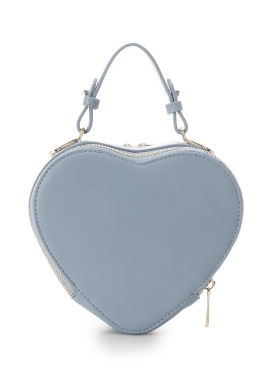 ツイードリボンハート型ショルダーバッグ【ライトブルー】 ライトブルー