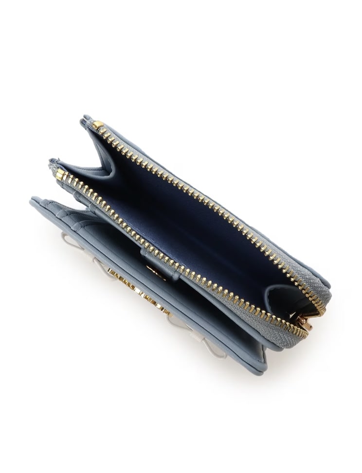 ツイードリボン折財布【ライトブルー】 ライトブルー