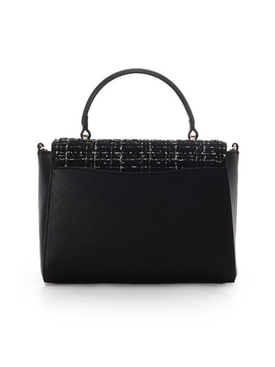 ツイードアクセントリボンショルダーバッグ【ブラック】 ブラック