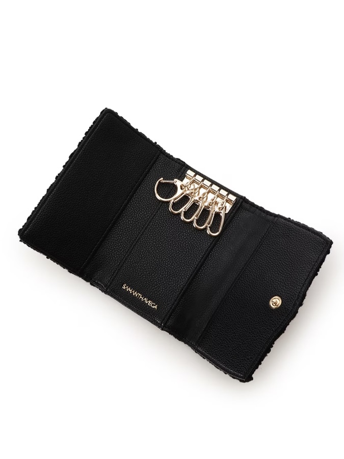 ソリッドリボンツイードキーケース【ブラック】 ブラック