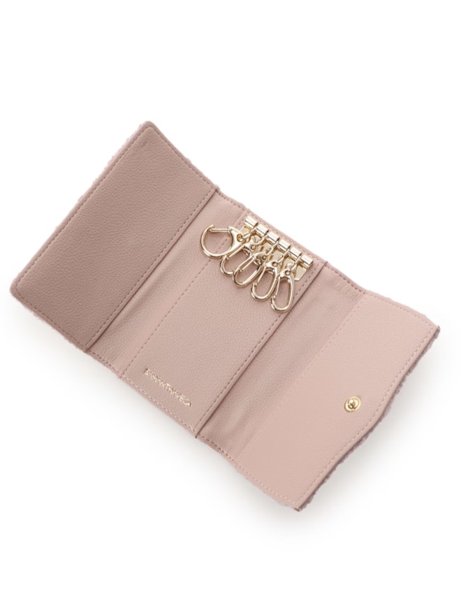 ソリッドリボンツイードキーケース【ピンク】 ピンク