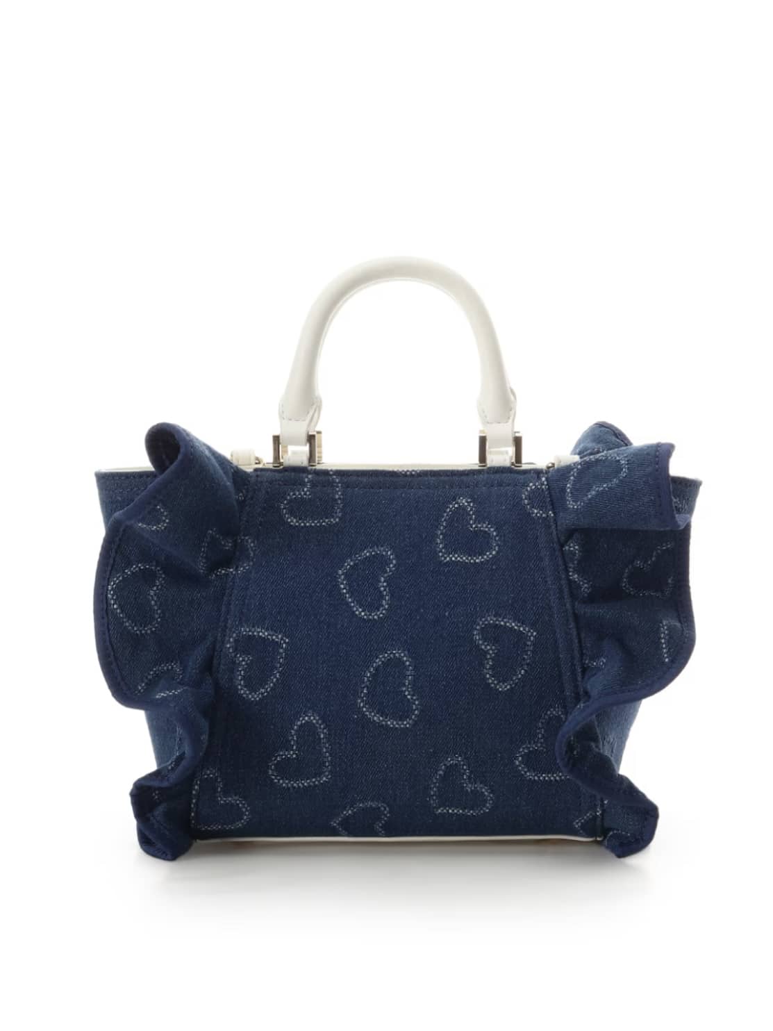 【オンラインショップ＆一部店舗限定】ハートデニムフリルハンドバッグ インディゴ