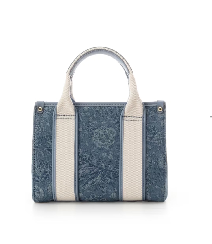 ロゴテープジャガード調トートバッグ（ミニ）【ライトブルー】 ライトブルー