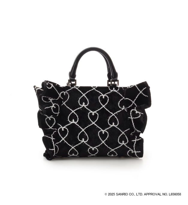 「クロミコレクション」フリルハンドバッグ【ブラック】 ブラック