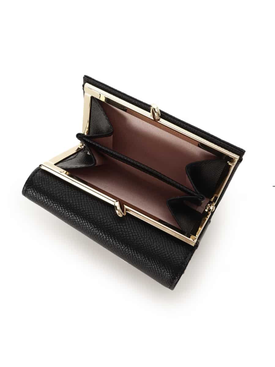 バイカラーアクセントリボン折財布【ブラック】 ブラック