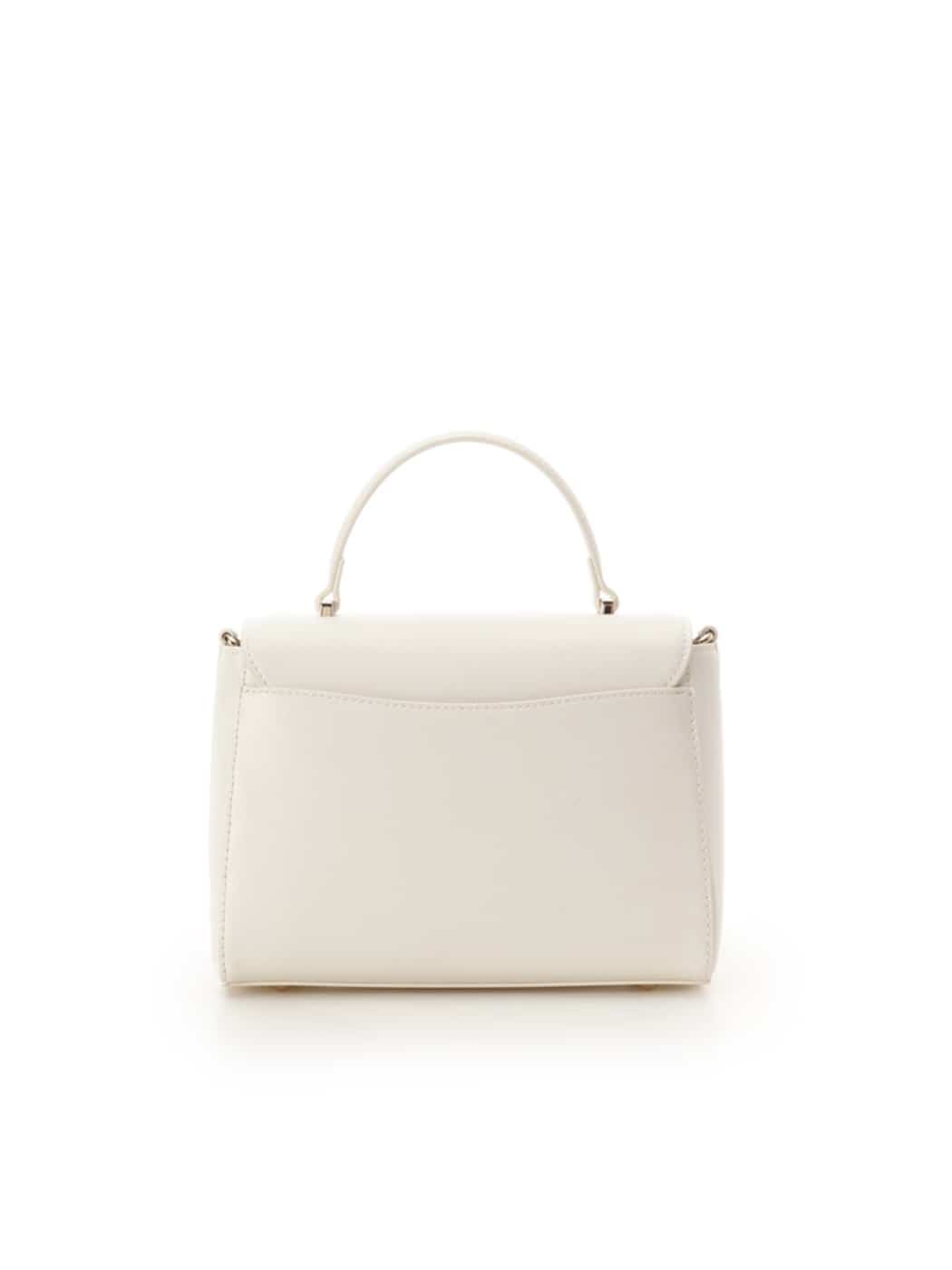 バイカラーアクセントリボンショルダーバッグ【ホワイト】 ホワイト