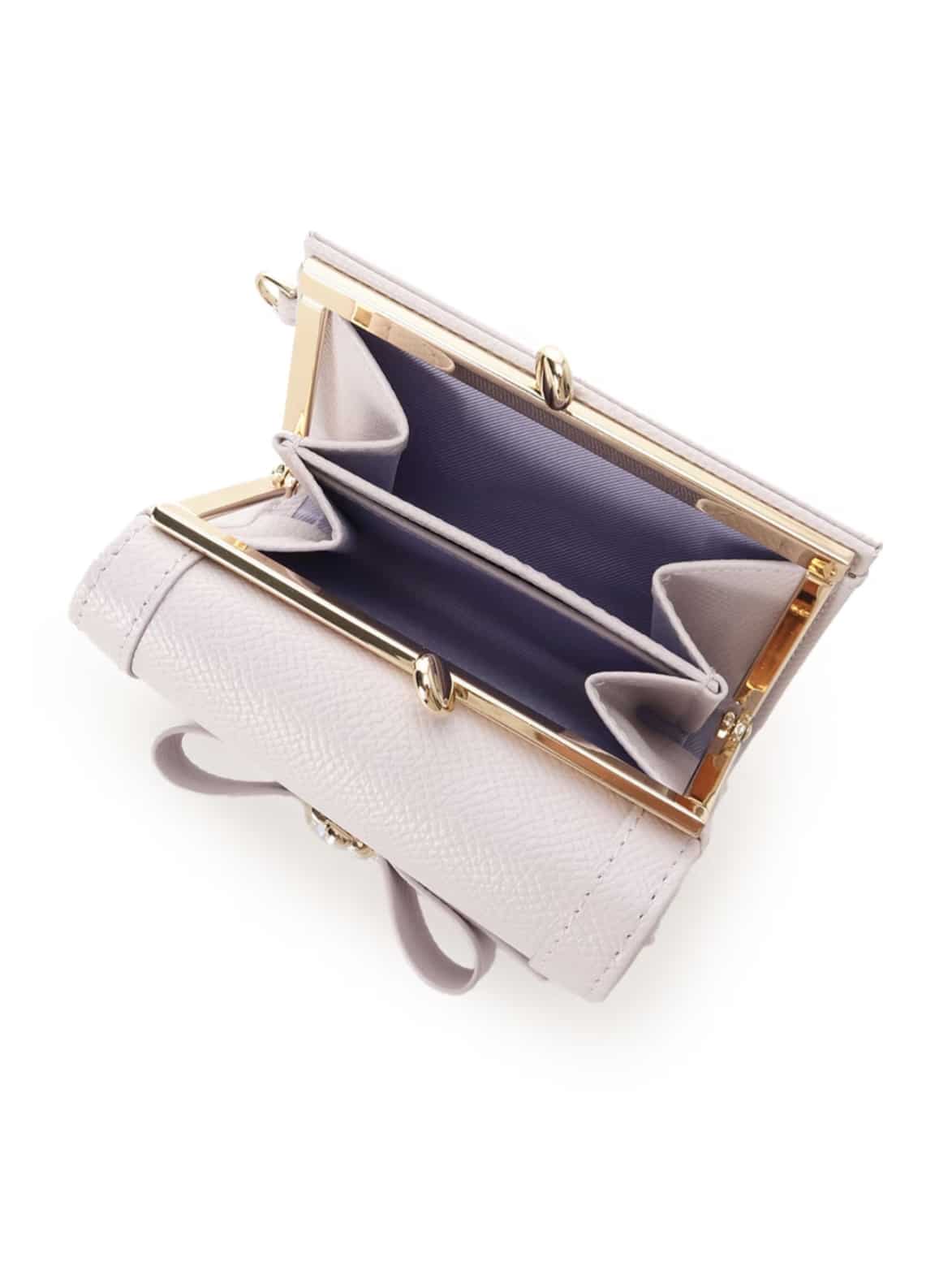 バイカラージュエルリボン折財布【ラベンダー】 ラベンダー