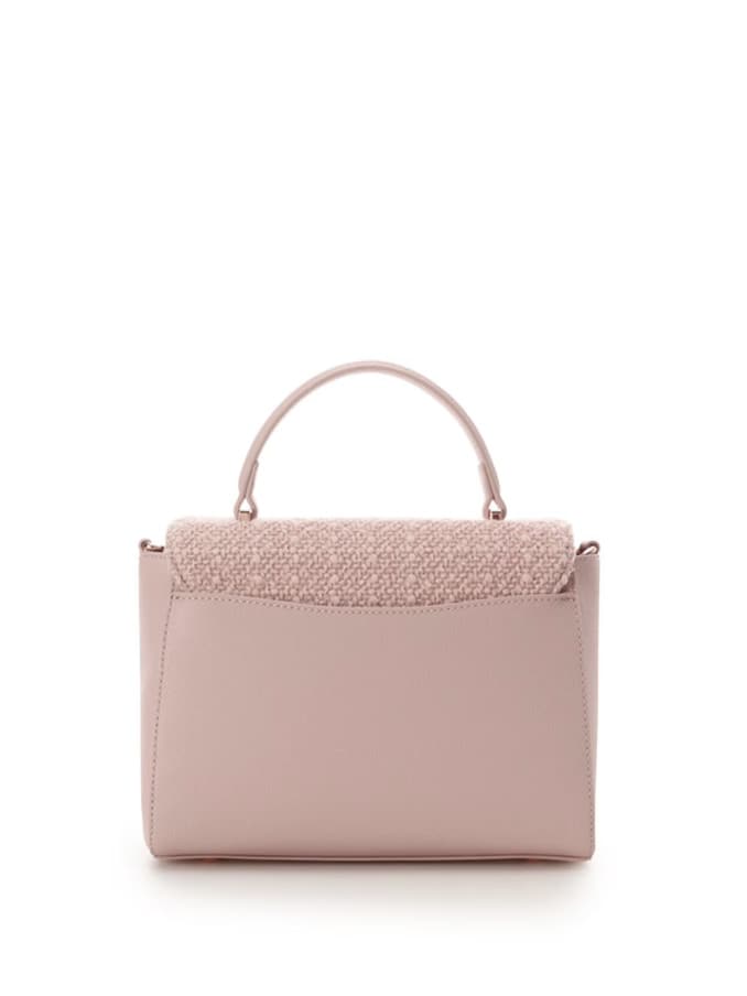 ラメツイードアクセントリボンショルダーバッグ【ピンク】 ピンク