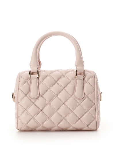 ダブルステッチダイヤキルトハンドバッグ【ピンク】(ピンク