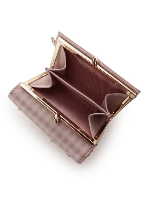 ストロベリーギンガム折財布【ピンク】 ピンク