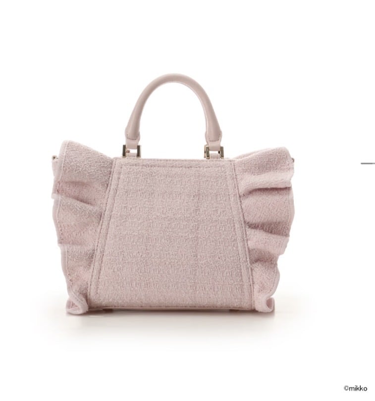 Lil ala mode×SAMANTHAVEGAコレクション ツイードフリルハンドバッグ【キャミー】 ピンク