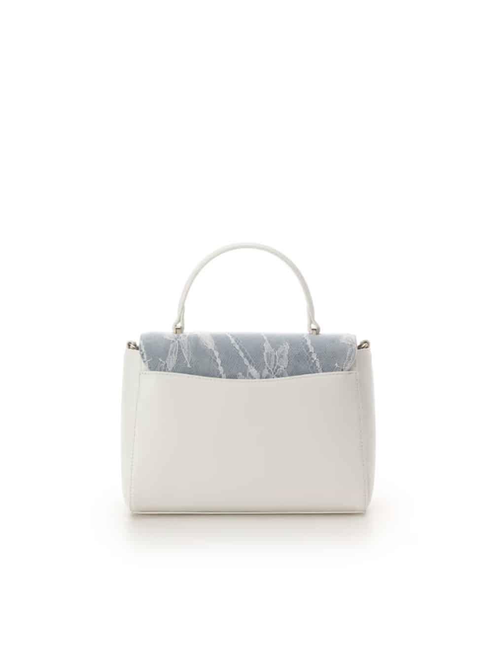 デニム調アクセントリボンショルダーバッグ【ライトブルー】 ライトブルー