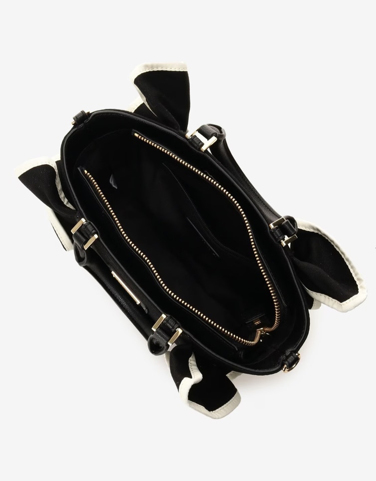 パイピングフリルハンドバッグ（小）【ブラック】 ブラック