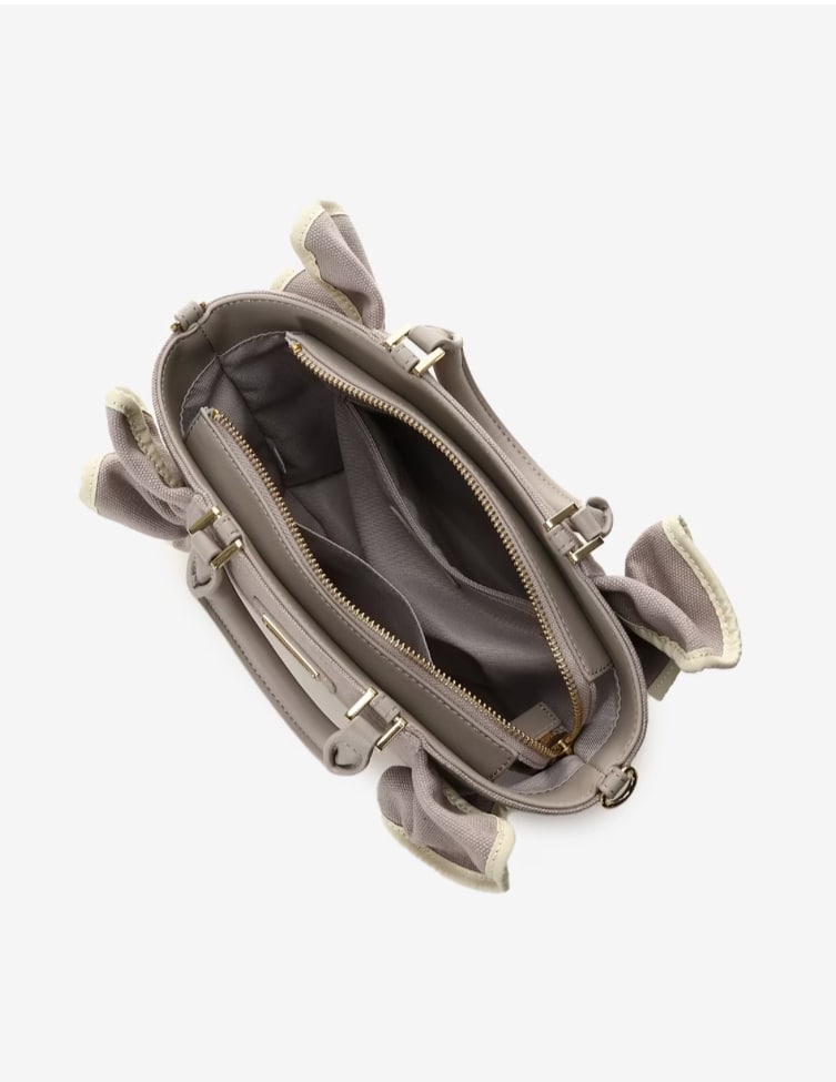 パイピングフリルハンドバッグ（小）【ダークグレー】 ダークグレー