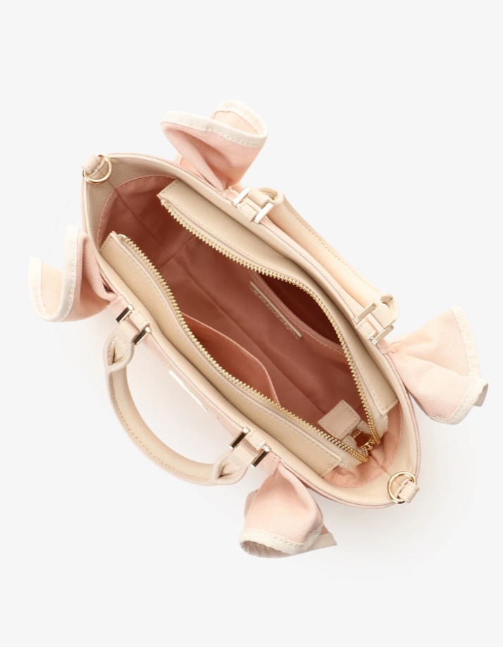 パイピングフリルハンドバッグ（小）【ベビーピンク】 ベビーピンク