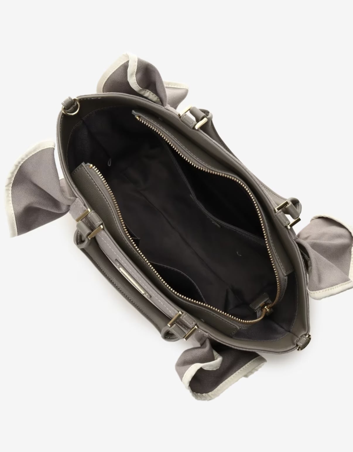 パイピングフリルハンドバッグ（大）【ダークグレー】 ダークグレー