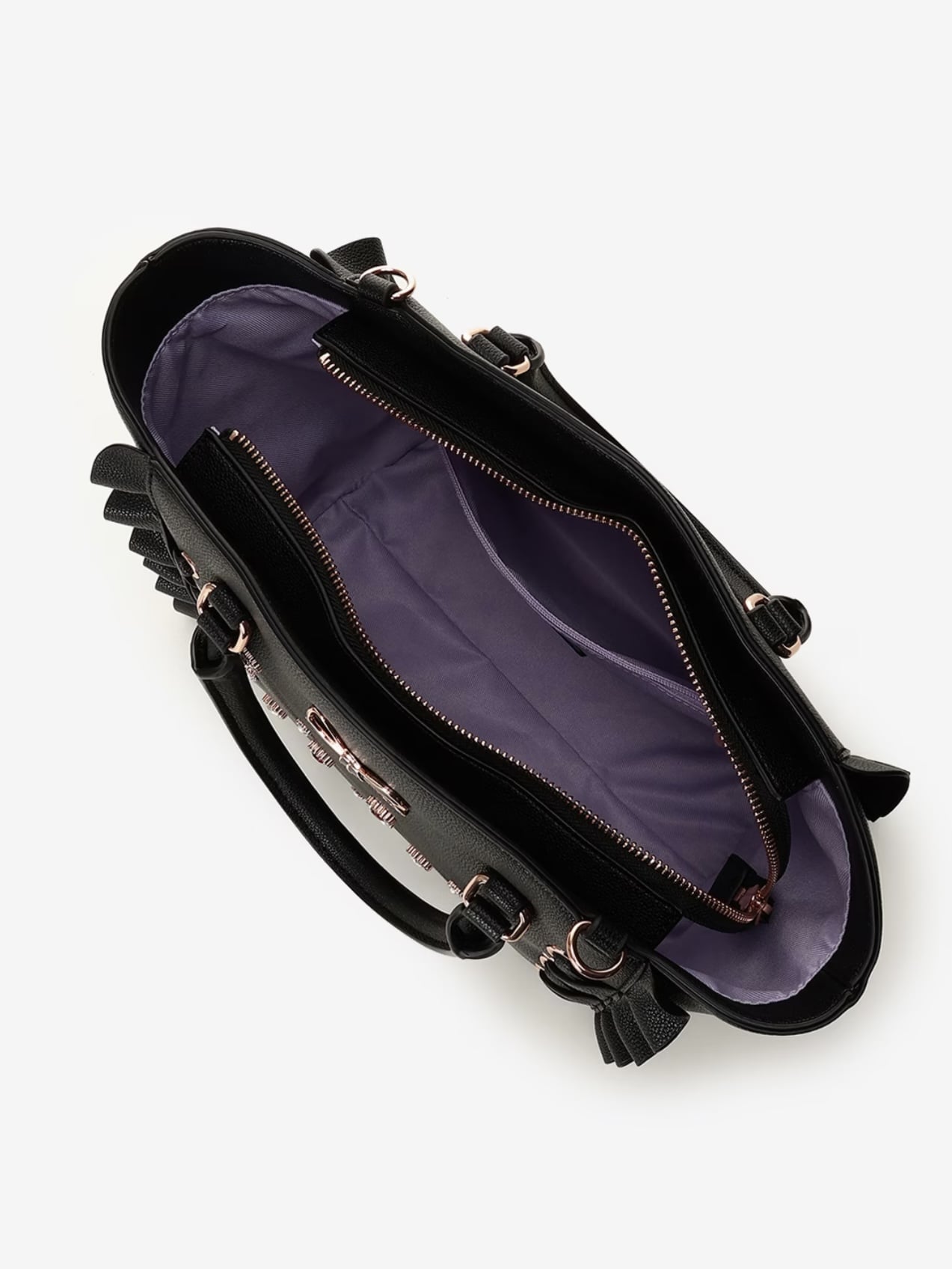 レースアップハートビジューフラッタ―(小)【ブラック】 ブラック