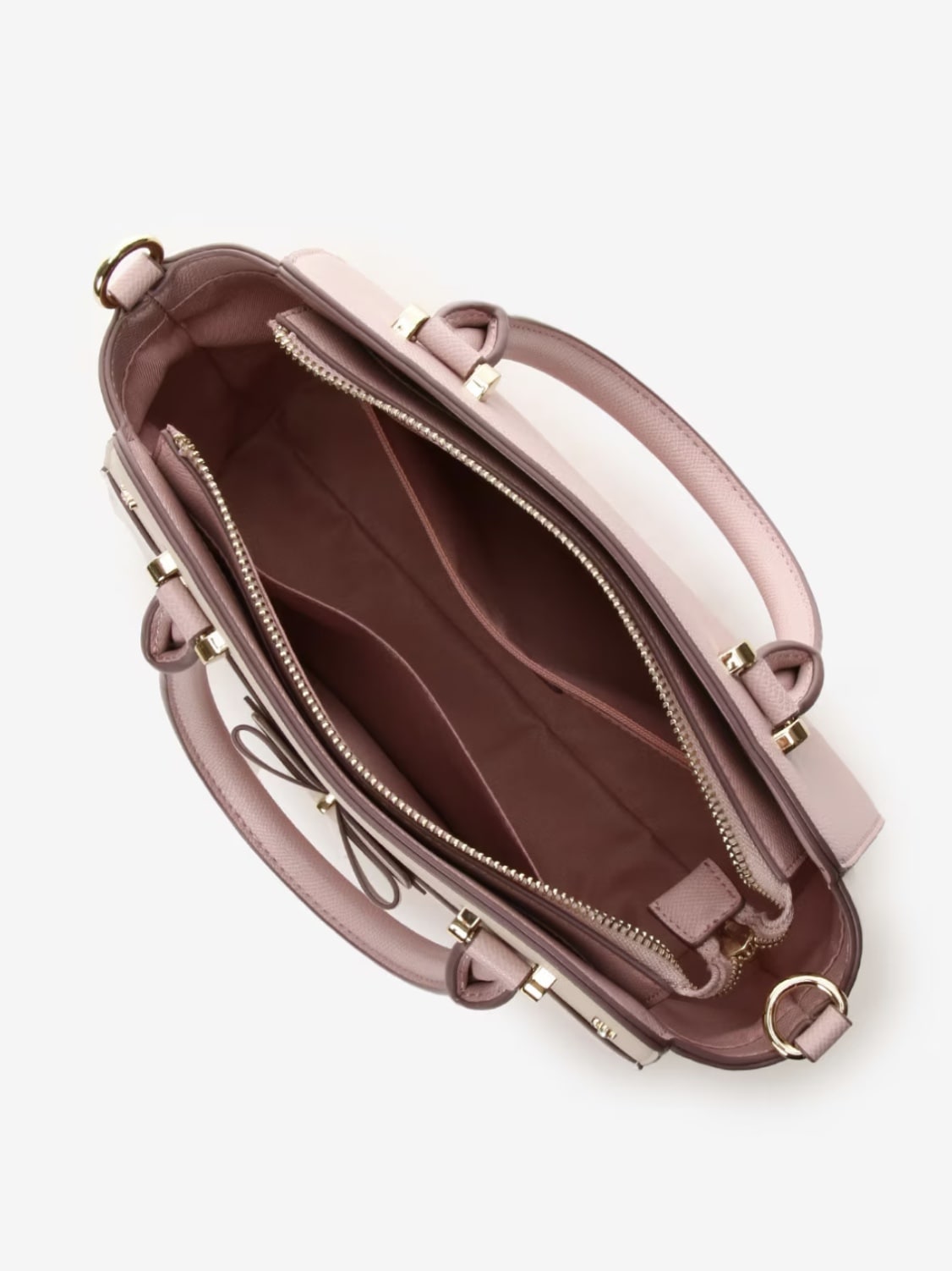 バイカラーアクセントリボンハンドバッグ【ピンク】 ピンク