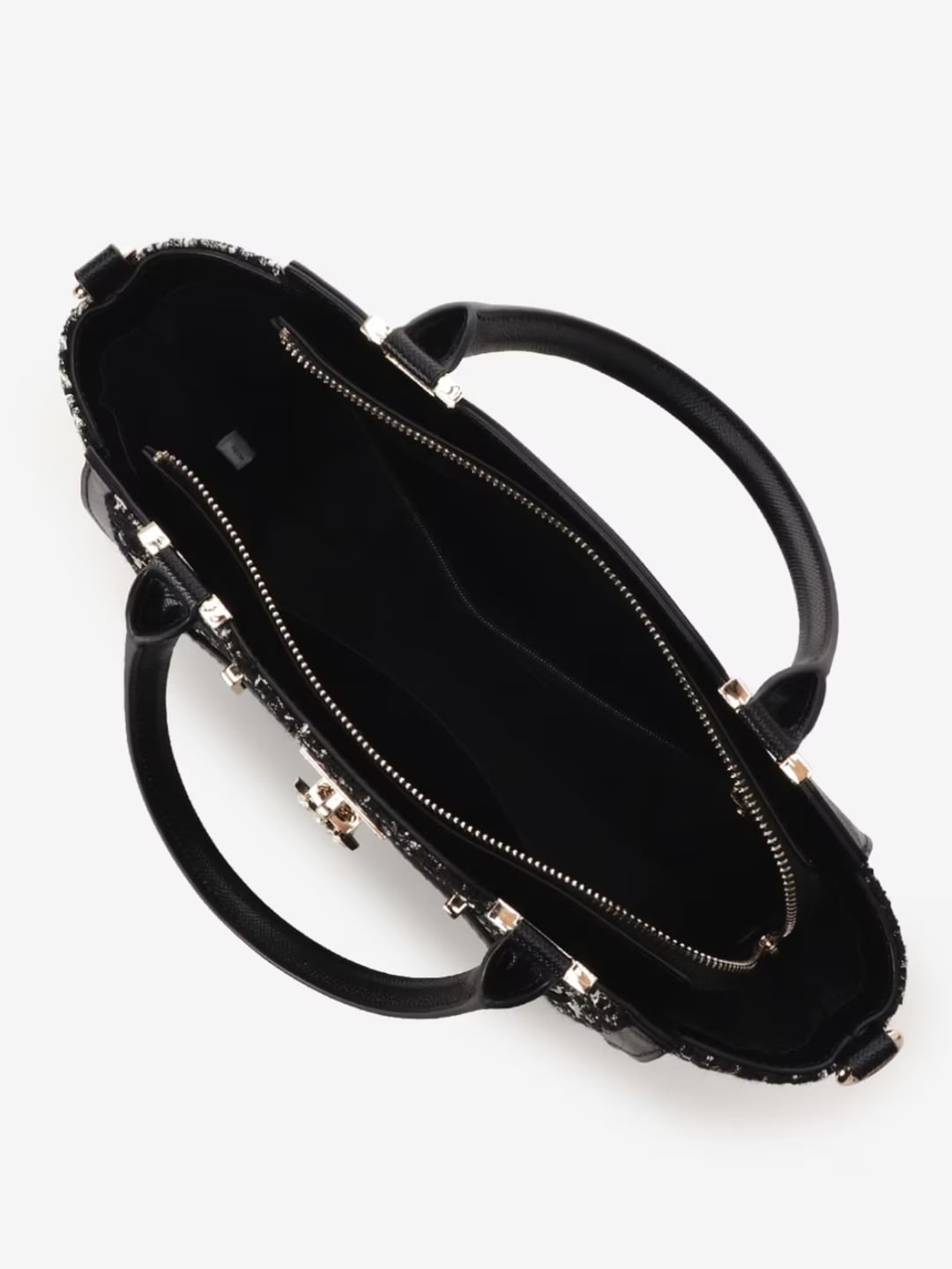 ツイードベルトビジューハンドバッグ【ブラック】 ブラック