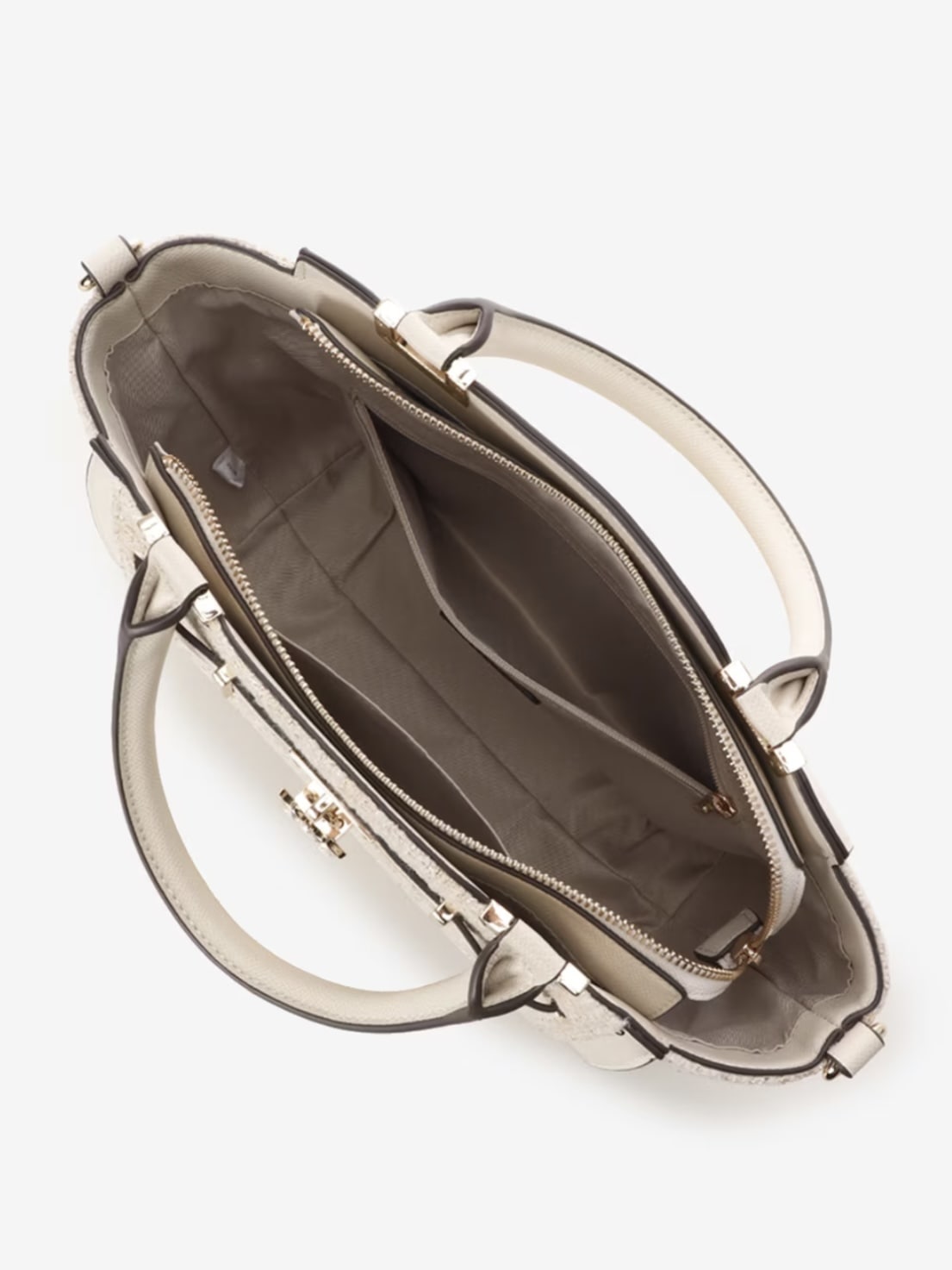 ツイードベルトビジューハンドバッグ【オフホワイト】 オフホワイト