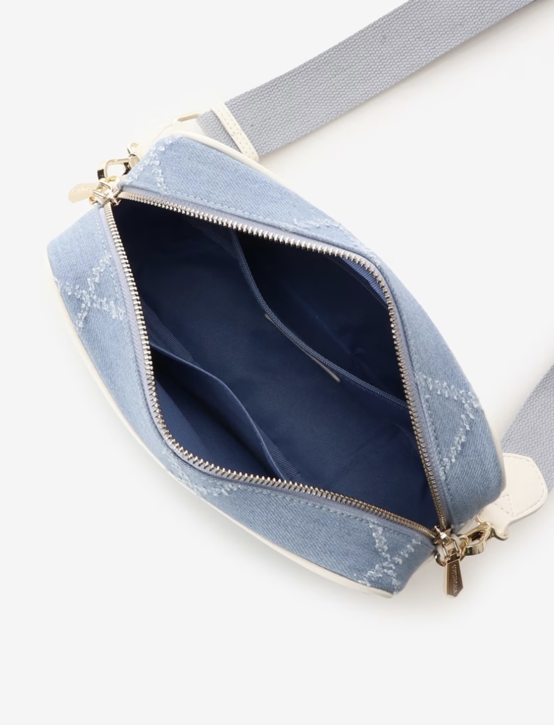 ロゴテープデニムショルダー【ブリーチデニム】  ブリーチデニム