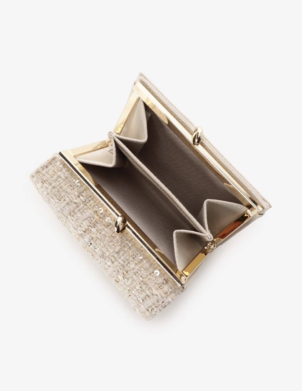 ツイードベルトビジュー折財布【オフホワイト】 オフホワイト