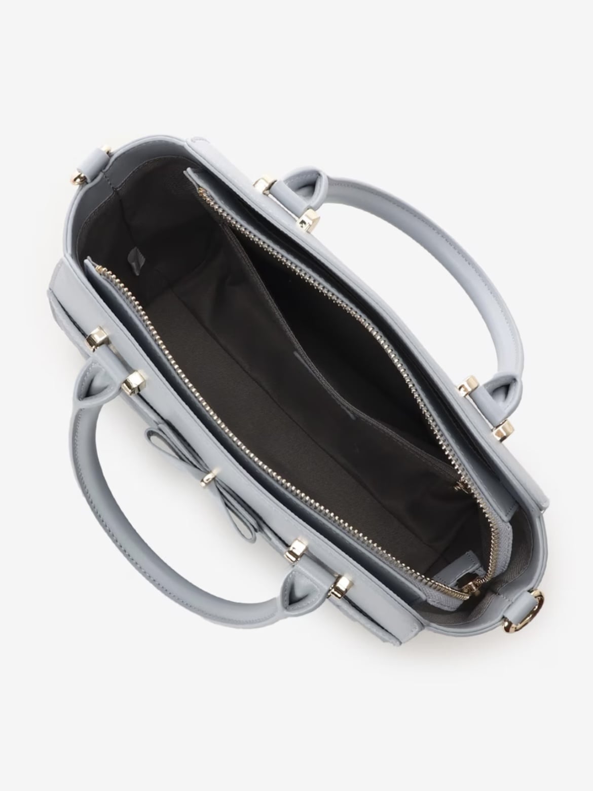 キルティングアクセントリボンハンドバッグ【ライトブルー】 ライトブルー