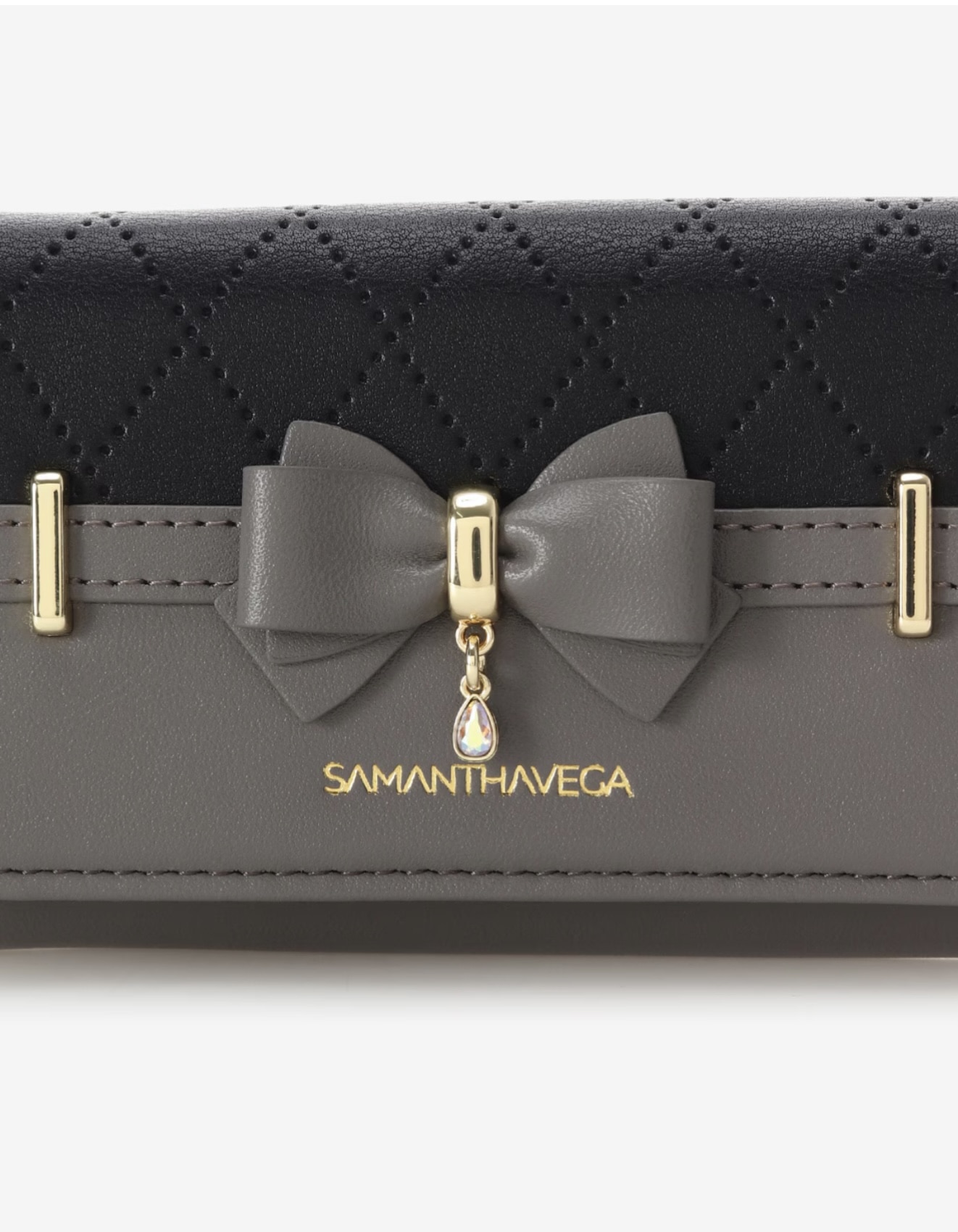 キルティングアクセントリボンキーケース【ブラック】 ブラック