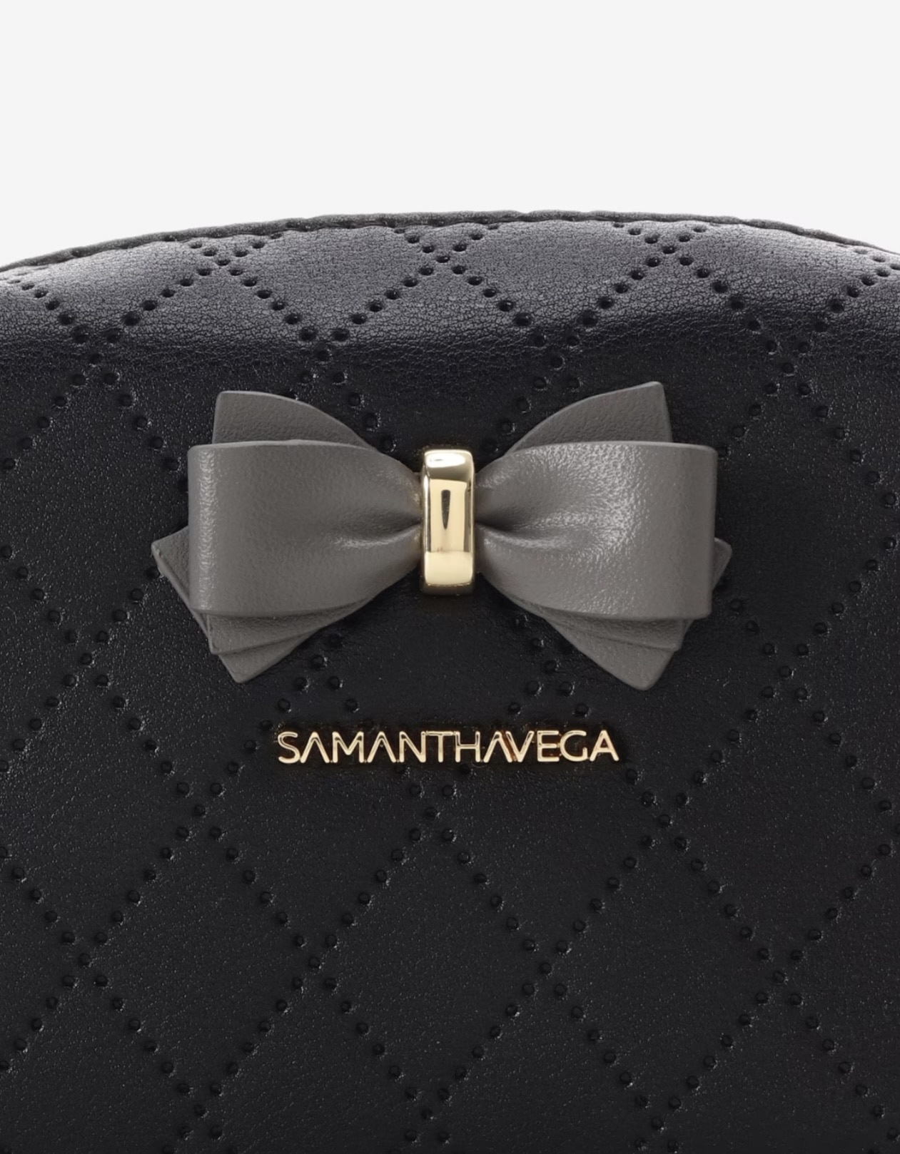 キルティングアクセントリボンミニポーチ【ブラック】 ブラック