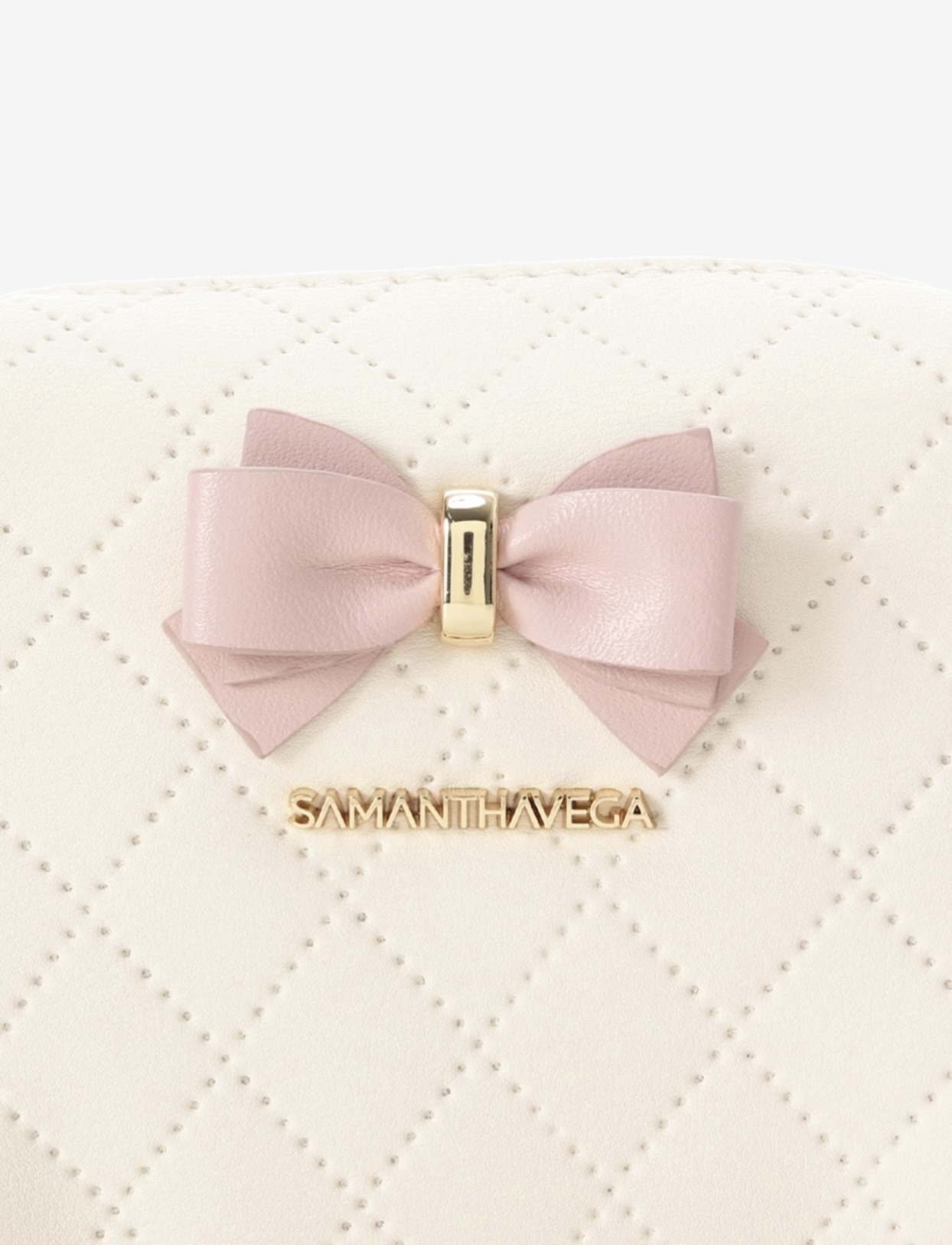 キルティングアクセントリボンミニポーチ【ピンク】 ピンク