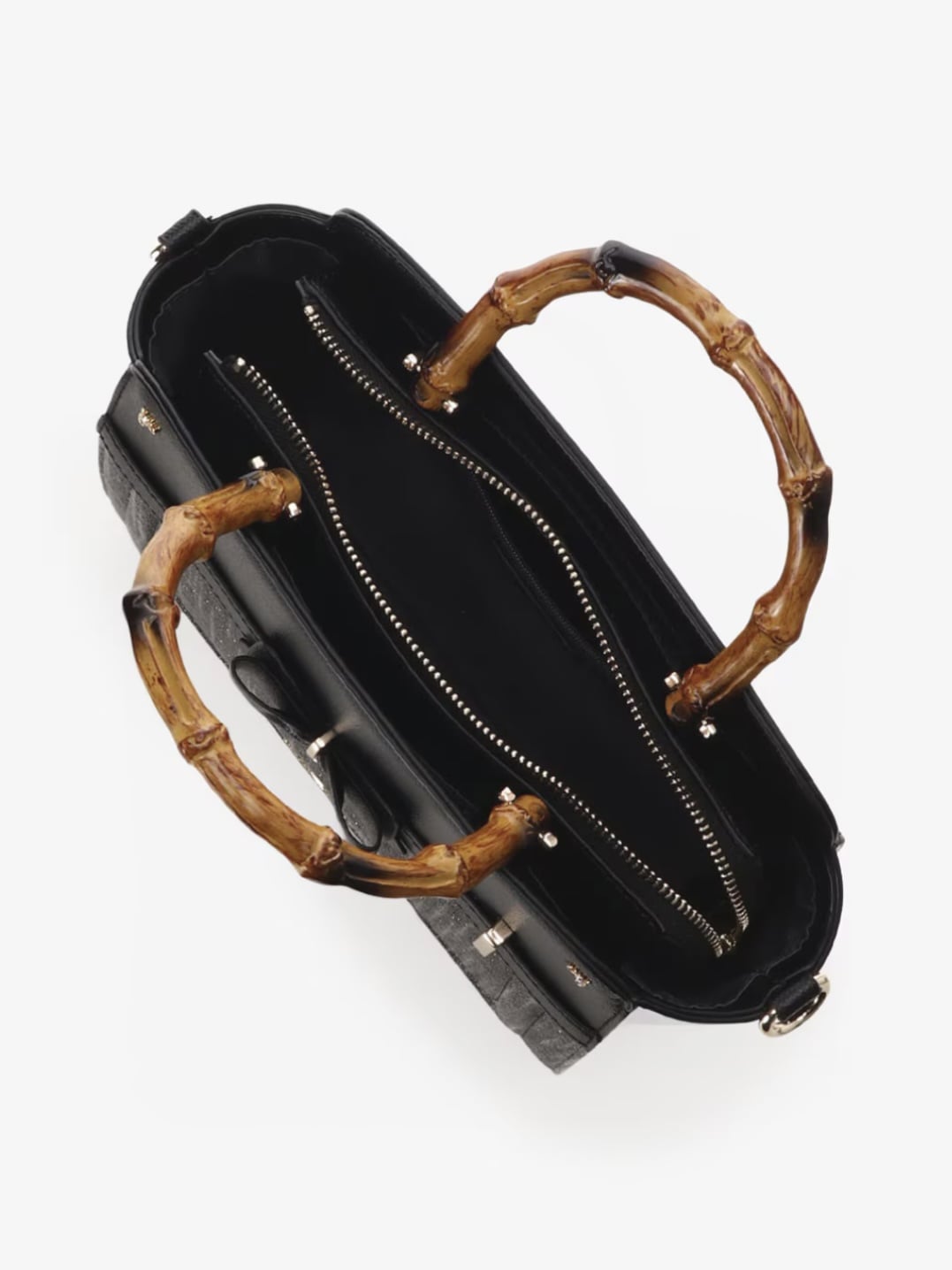 バンブーアクセントリボンハンドバッグ【ブラック】 ブラック