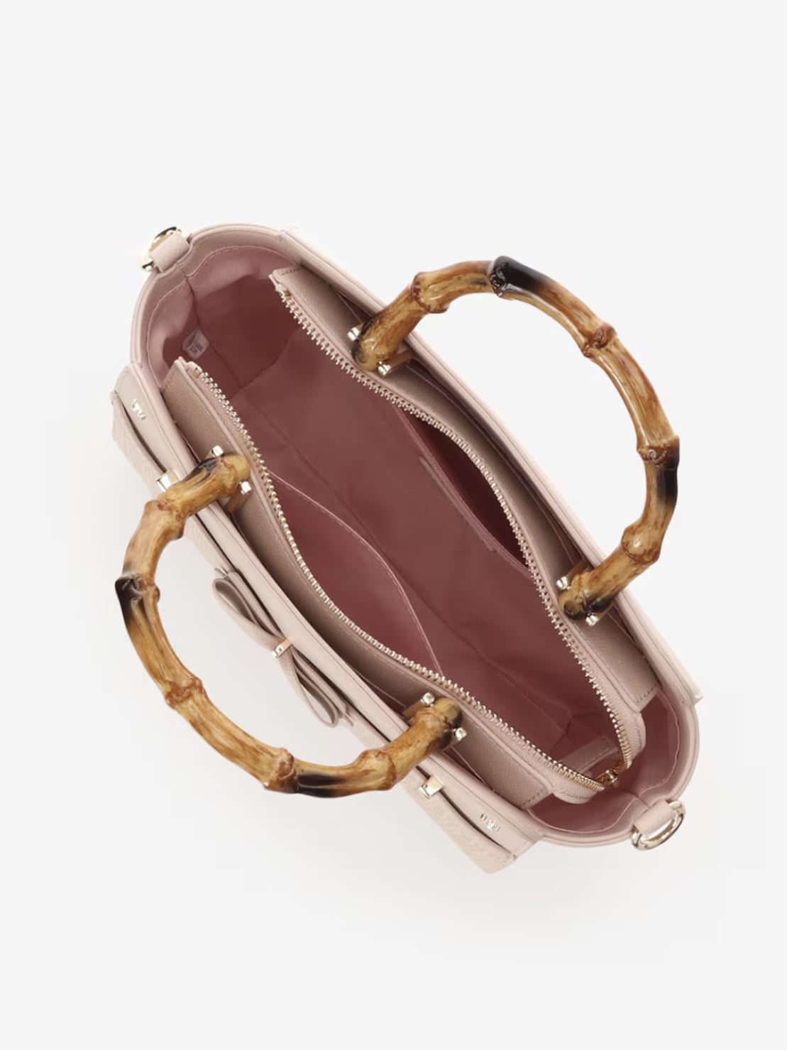 バンブーアクセントリボンハンドバッグ【ピンク】 ピンク