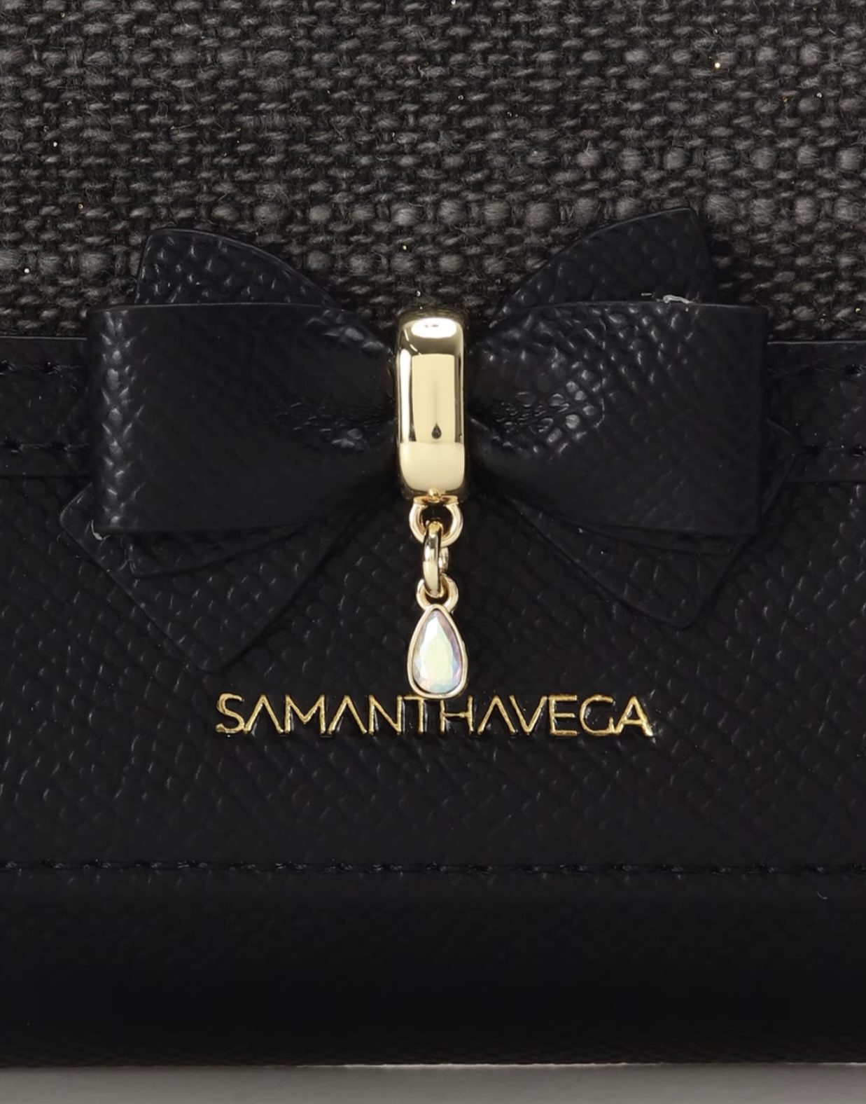 バンブーアクセントリボン折財布【ブラック】 ブラック