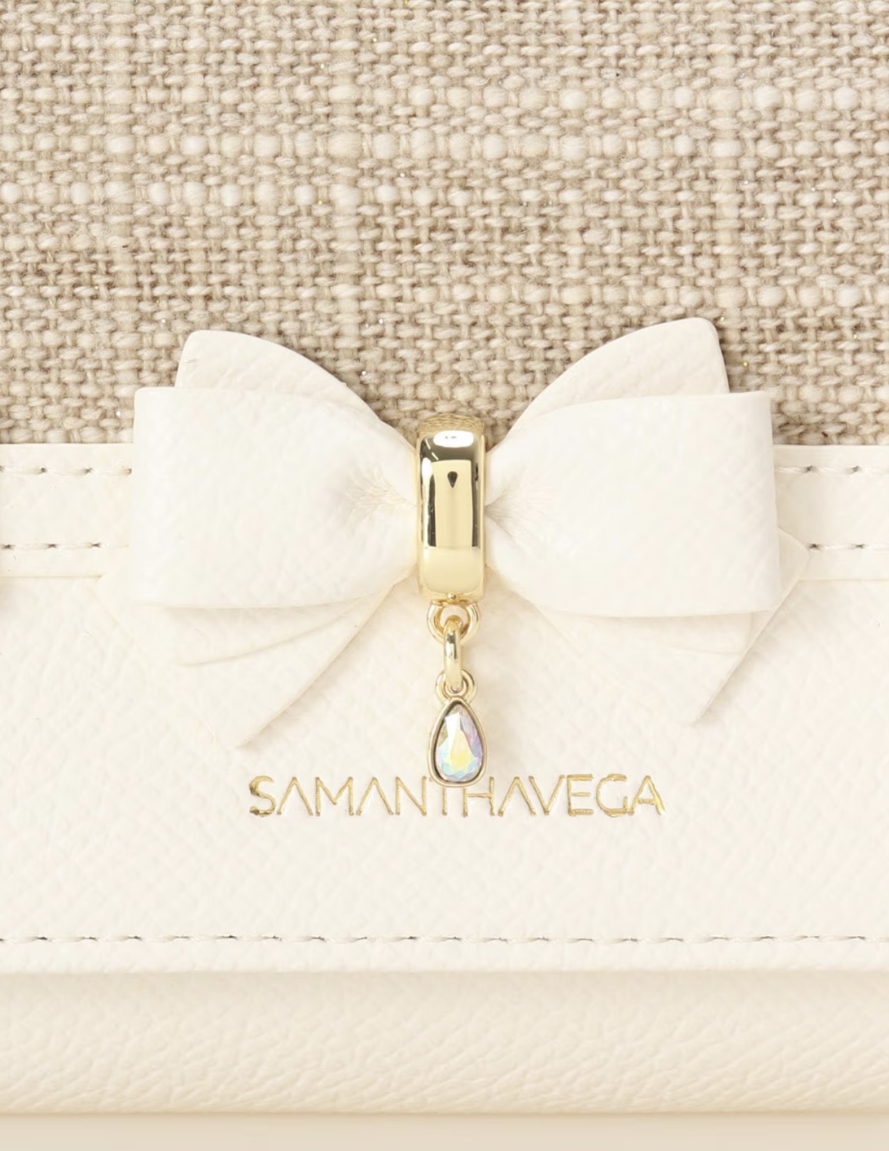 バンブーアクセントリボン折財布【ホワイト】 ホワイト