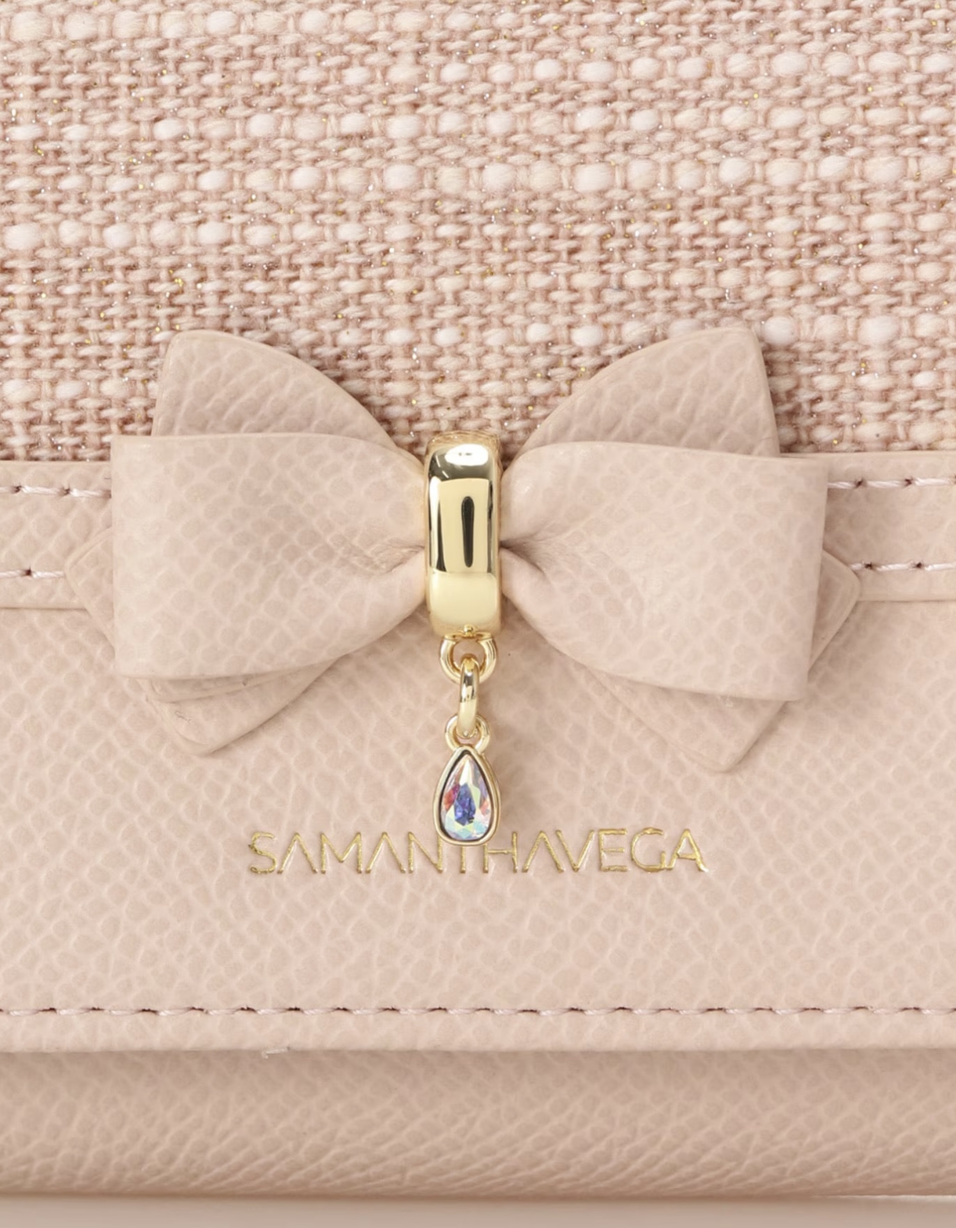 バンブーアクセントリボン折財布【ピンク】 ピンク