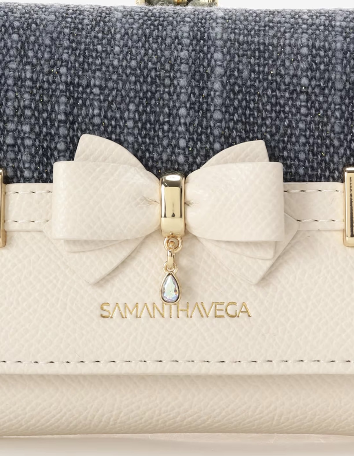 バンブーアクセントリボン折財布【インディゴ】 インディゴ