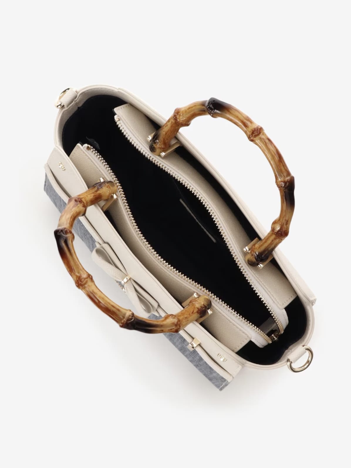 バンブーアクセントリボンハンドバッグ【インディゴ】 インディゴ