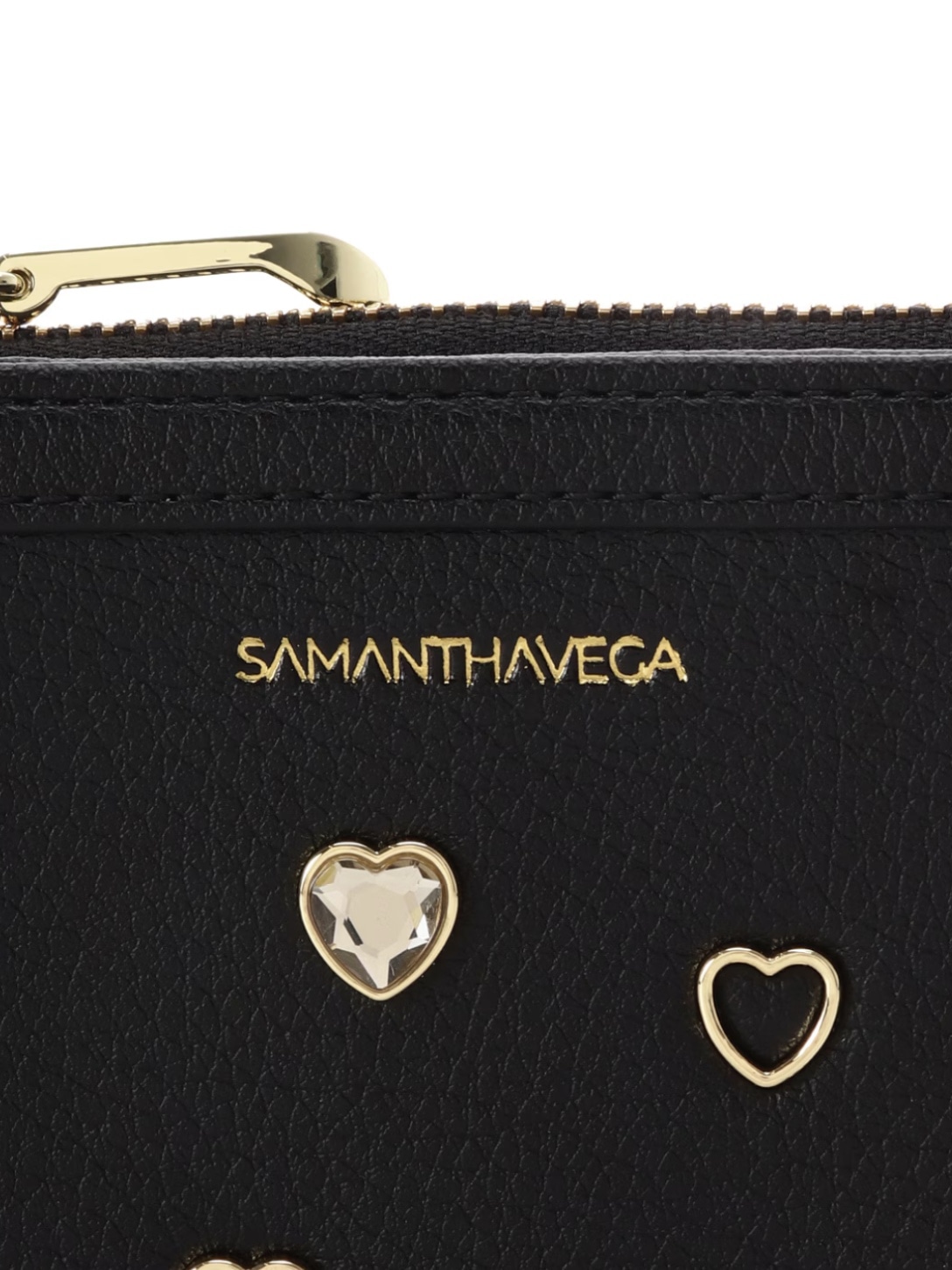 ビジューハート折財布【ブラック】 ブラック