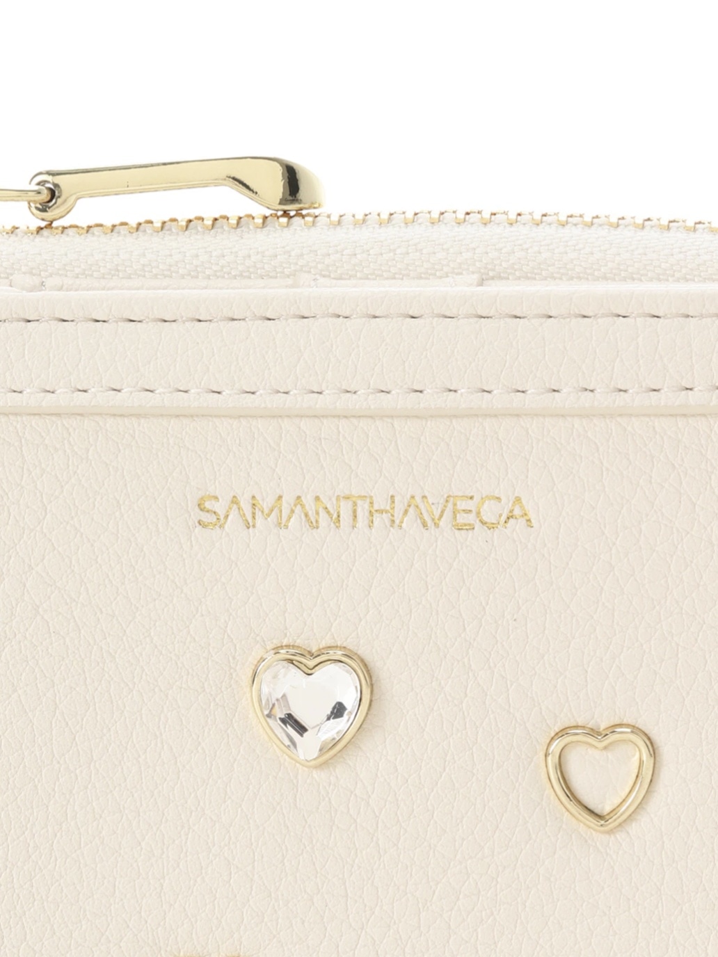 ビジューハート折財布【ホワイト】 ホワイト