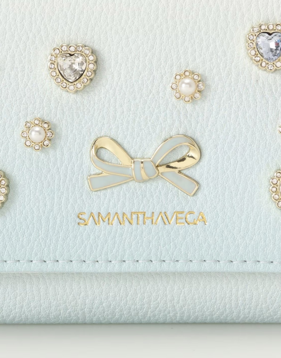 ハートビジューグラデーション折財布【ライトブルー】 ライトブルー